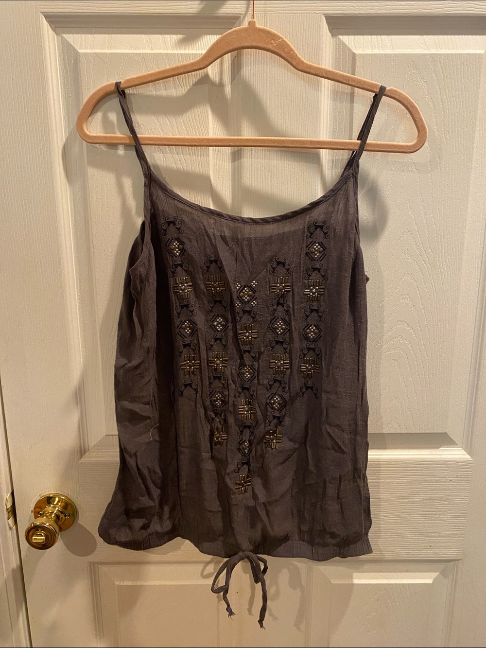Maurices Charcoal Gray Embellished Spaghetti Strap Camisole size XL m29